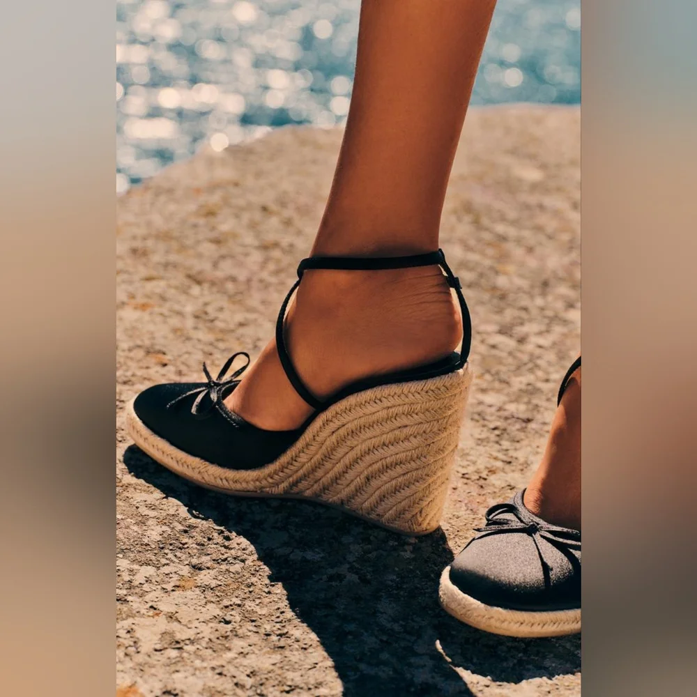 Zara Satin Effect Wedge Sandals